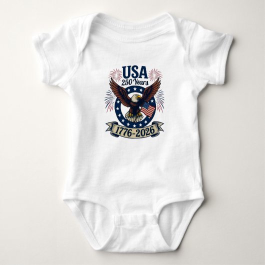Patriotic American Eagle 250 Years 1776-2026 Romper (Voorkant)