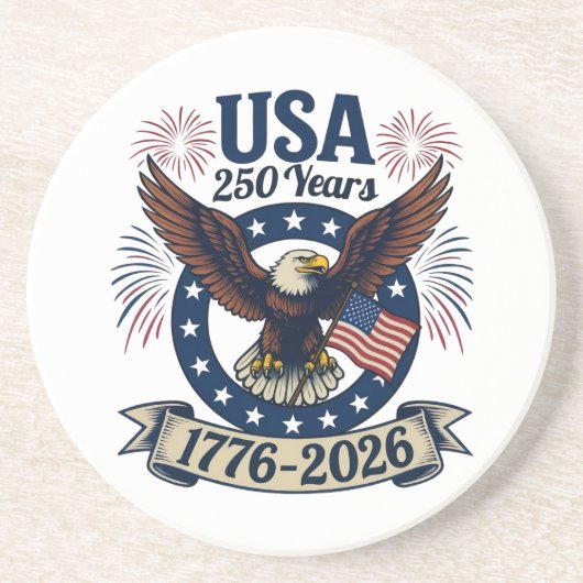 Patriotic American Eagle 250 Years 1776-2026 Zandsteen Onderzetter (Voorkant)