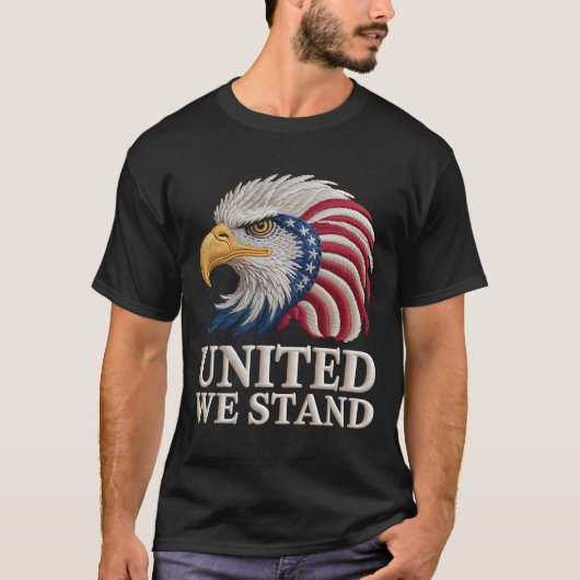 Patriotic American Eagle Embroidery Style Patrioti T-shirt (Voorkant)