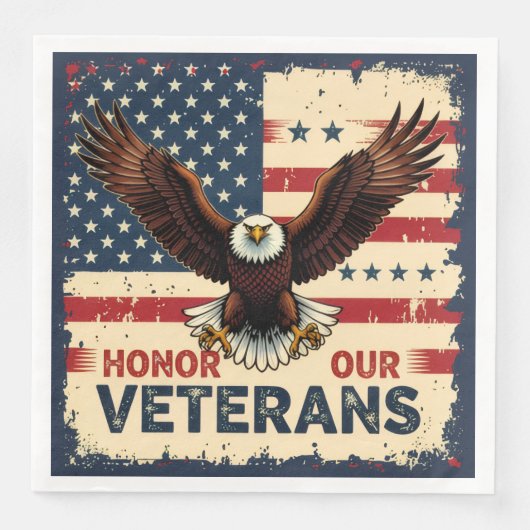Patriotic American Eagle Honor Our Veterans Servet (Voorkant)
