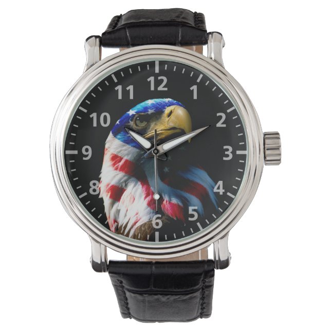Patriotic American Eagle Horloge (Voorkant)