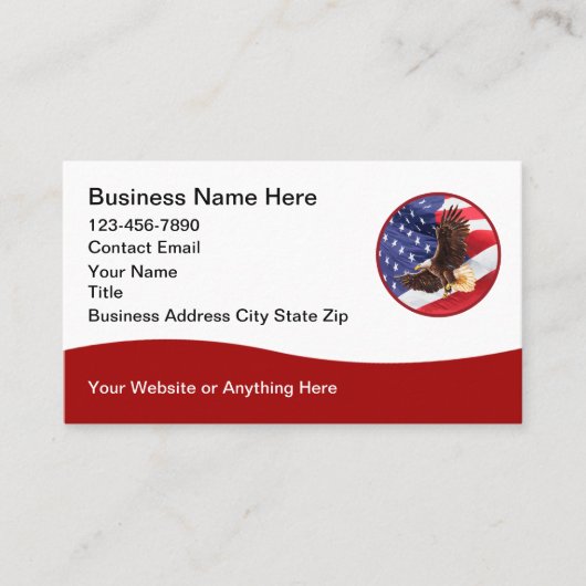 Patriotic American Eagle Modern Business Cards Visitekaartje (Voorkant)