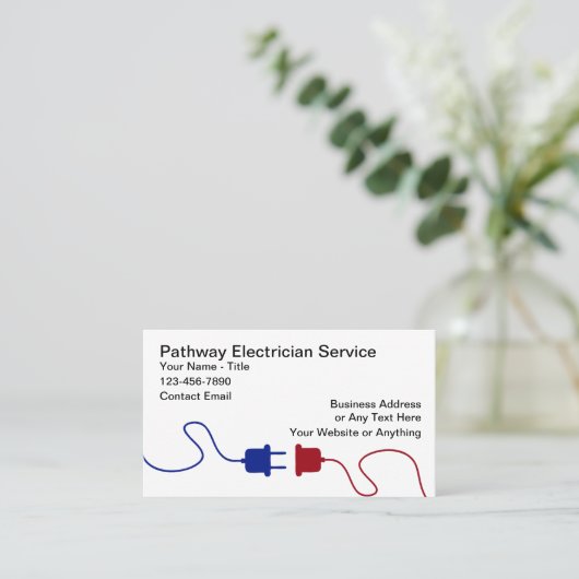 Patriotic American Electrician Theme Business Card Visitekaartje (Staand voorkant)
