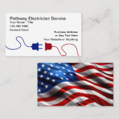 Patriotic American Electrician Theme Business Card Visitekaartje (Voorkant / Achterkant)