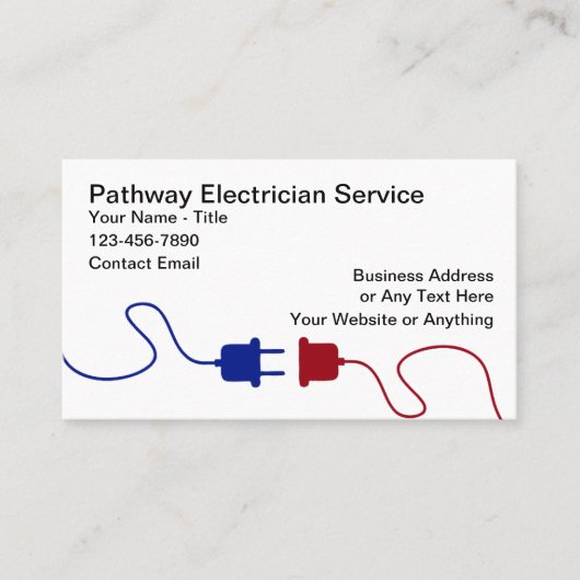 Patriotic American Electrician Theme Business Card Visitekaartje (Voorkant)