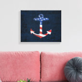 Patriotic American Flag Anchor Nautical US Canvas Afdruk (Insitu (Woonkamer))