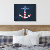 Patriotic American Flag Anchor Nautical US Canvas Afdruk (Insitu (Slaapkamer))