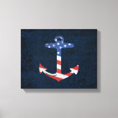 Patriotic American Flag Anchor Nautical US Canvas Afdruk (Voorkant)