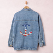 Patriotic American Flag Anchor Nautical US Denim Jacket (Hangar)