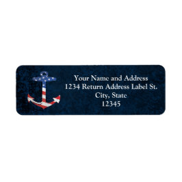 Patriotic American Flag Anchor Nautical US Etiket