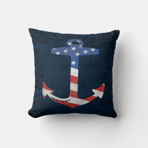 Patriotic American Flag Anchor Nautical US Kussen