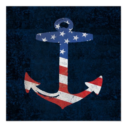 Patriotic American Flag Anchor Nautical US Perfect Poster (Voorkant)