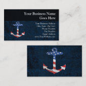 Patriotic American Flag Anchor Nautical US Visitekaartje (Voorkant / Achterkant)