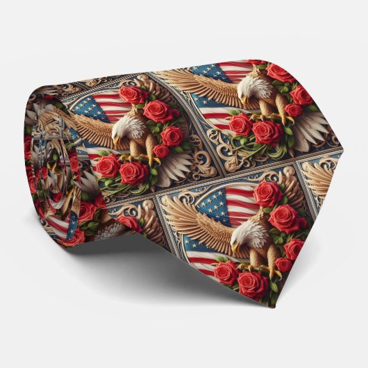 Patriotic American Flag and Eagle Stropdas (Opgerold)