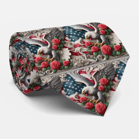 Patriotic American Flag and Eagle Stropdas (Opgerold)