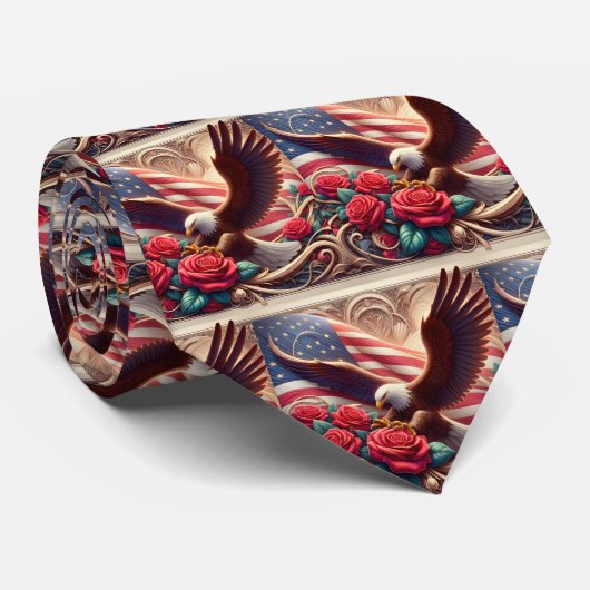 Patriotic American Flag and Eagle Stropdas (Opgerold)