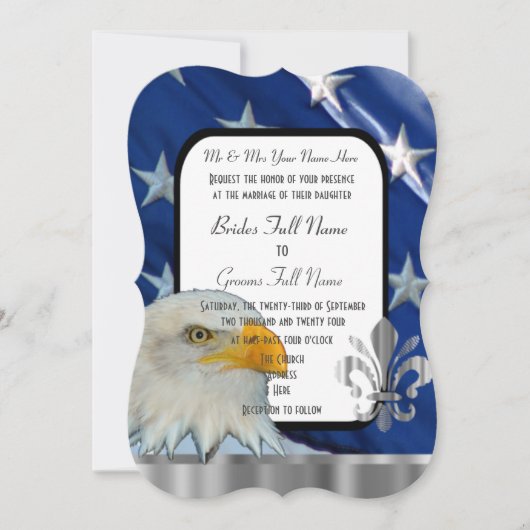 Patriotic American flag and eagle wedding Invitati Kaart (Voorkant)