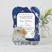 Patriotic American flag and eagle wedding Invitati Kaart (Staand voorkant)
