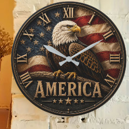 Patriotic American Flag Bald Eagle America Grote Klok
