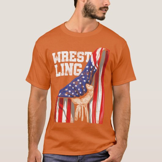 Patriotic American Flag Combat Sport Wrestler vint T-shirt (Voorkant)