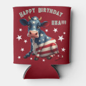 Patriotic American Flag Cow Illustration Blikjeskoeler (Voorkant)