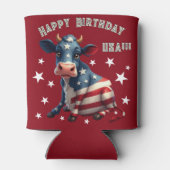 Patriotic American Flag Cow Illustration Blikjeskoeler (Achterkant)