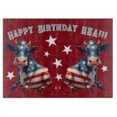 Patriotic American Flag Cow Illustration Snijplank (Voorkant)
