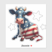 Patriotic American Flag Cow Illustration Sticker (Vel)