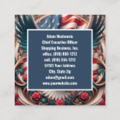 Patriotic American Flag Eagle Business Cards Vierkante Visitekaartje (Achterkant)