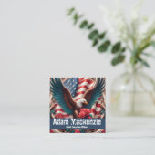Patriotic American Flag Eagle Business Cards Vierkante Visitekaartje (Staand voorkant)