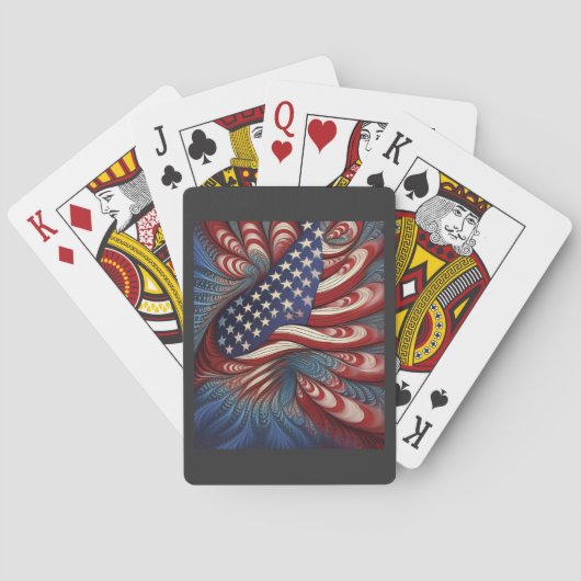 Patriotic American Flag Fractal Pokerkaarten (Achterkant)
