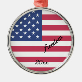 Patriotic American Flag Freedom Bewerkbaar Ornamen Metalen Ornament