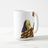 Patriotic American Flag Ghost Halloween Koffiemok (Voorkant rechts)