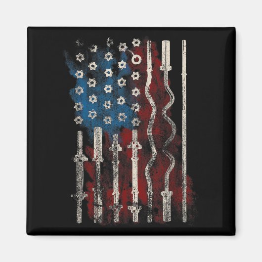 Patriotic American Flag Gym For Weight Lifters Magneet (Voorkant)