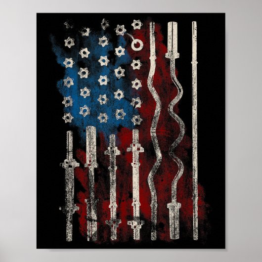 Patriotic American Flag Gym For Weight Lifters  Poster (Voorkant)