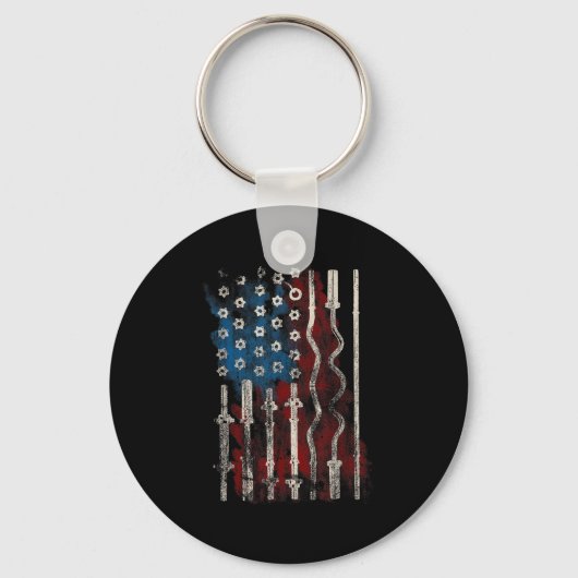Patriotic American Flag Gym For Weight Lifters  Sleutelhanger (Voorkant)