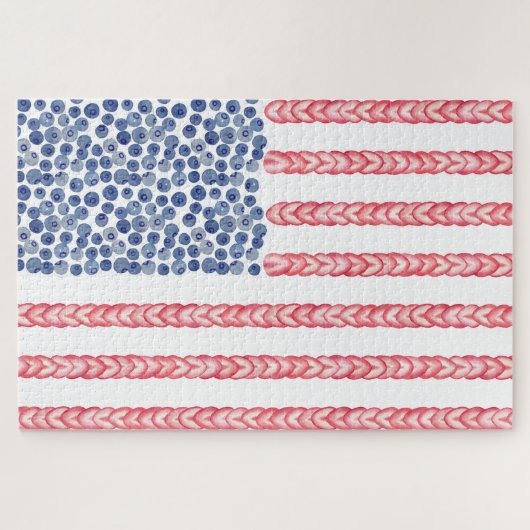 Patriotic American Flag In Watercolor Legpuzzel (Horizontaal)