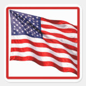 Patriotic American Flag Square Sticker (Voorkant)