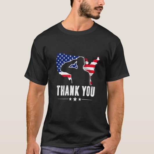 Patriotic American Flag Thank You For Your Service T-shirt (Voorkant)