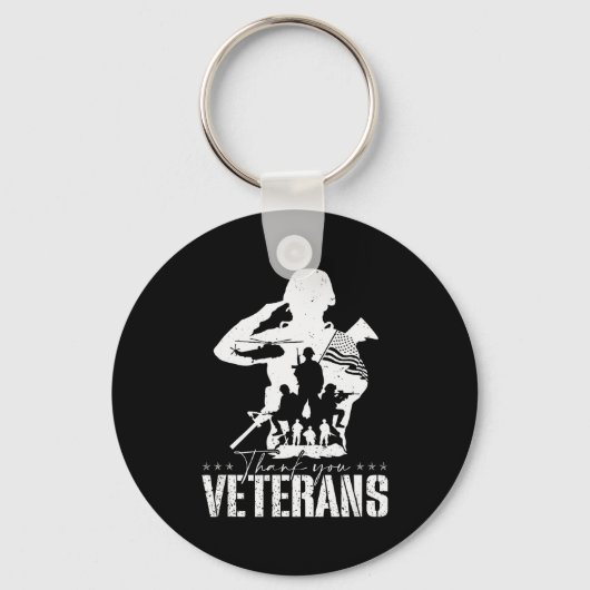 Patriotic American Flag Thank You Veterans Men Wom Sleutelhanger (Voorkant)