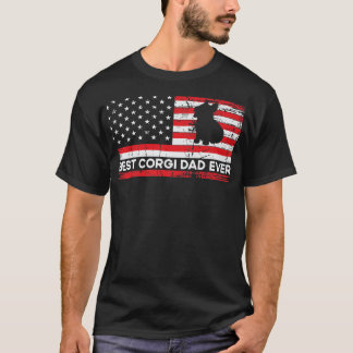 Patriotic American Flag Tshirt For Corgi Dad Lover