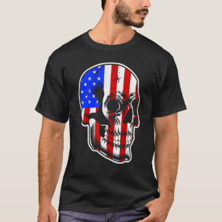 Patriotic American Flag with Skull Bundle for Men T-shirt