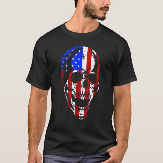 Patriotic American Flag with Skull Bundle for Men T-shirt (Voorkant)