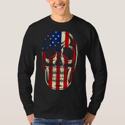 Patriotic American Flag with Skull Bundle for Men T-shirt (Voorkant)