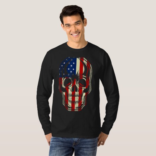 Patriotic American Flag with Skull Bundle for Men T-shirt (Voorkant volledig)
