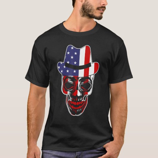 Patriotic American Flag with Skull Bundle for Men T-shirt (Voorkant)