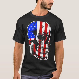 Patriotic American Flag with Skull Bundle for Men T-shirt