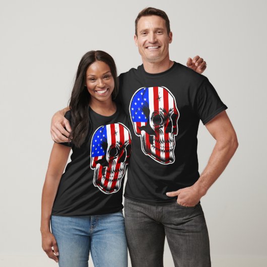 Patriotic American Flag with Skull Bundle for Men T-shirt (Unisex)