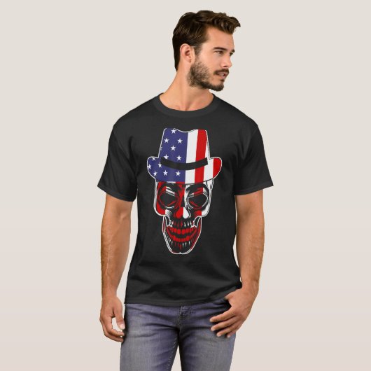 Patriotic American Flag with Skull Bundle for Men T-shirt (Voorkant volledig)