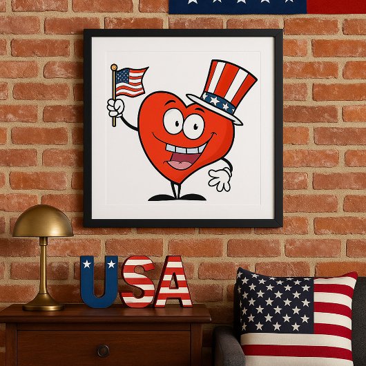 Patriotic American Heart Poster